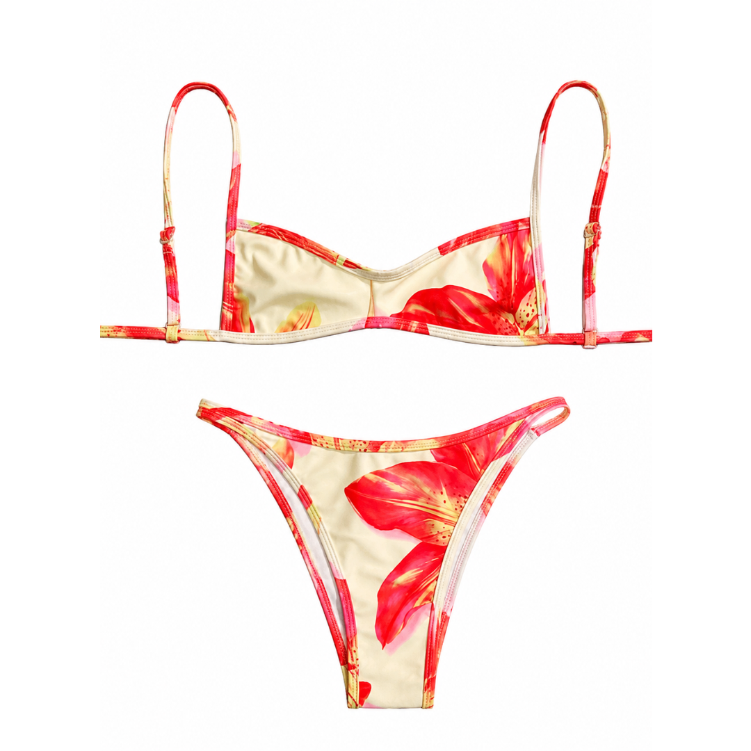 Bikini de dos piezas con estampado floral