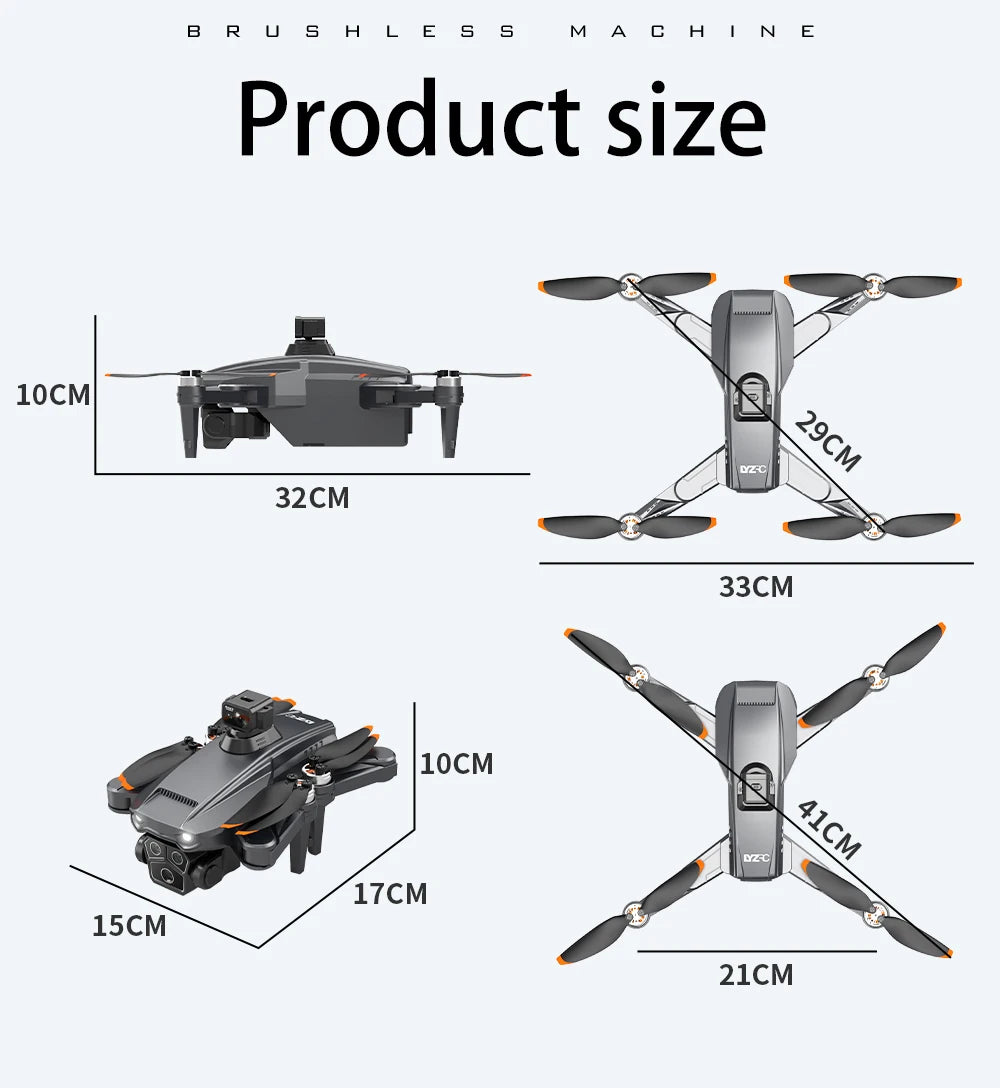 L103MAX GPS Drone HD 4K Triple Camera Motor Foldable Wifi FPV RC Quadcopter