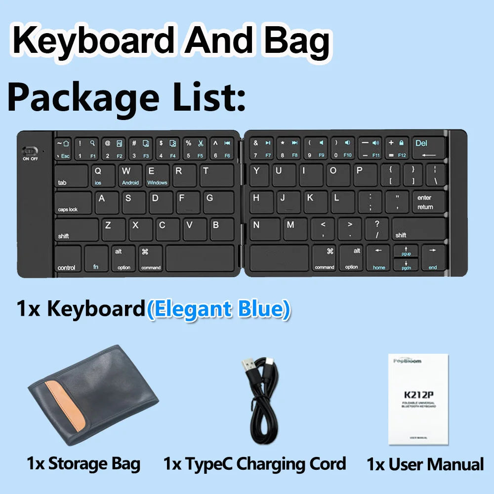 Mini Foldable Wireless Keyboard Ultra Slim Portable Bluetooth