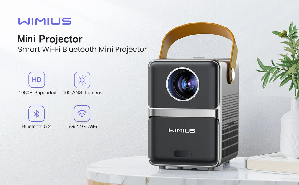 Portable Projector 18000Lm 5G WiFi Bluetooth Full HD 1080P