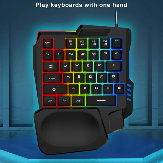 Gaming Keyboard Single Hand Usb Wired 35key Ergonomics