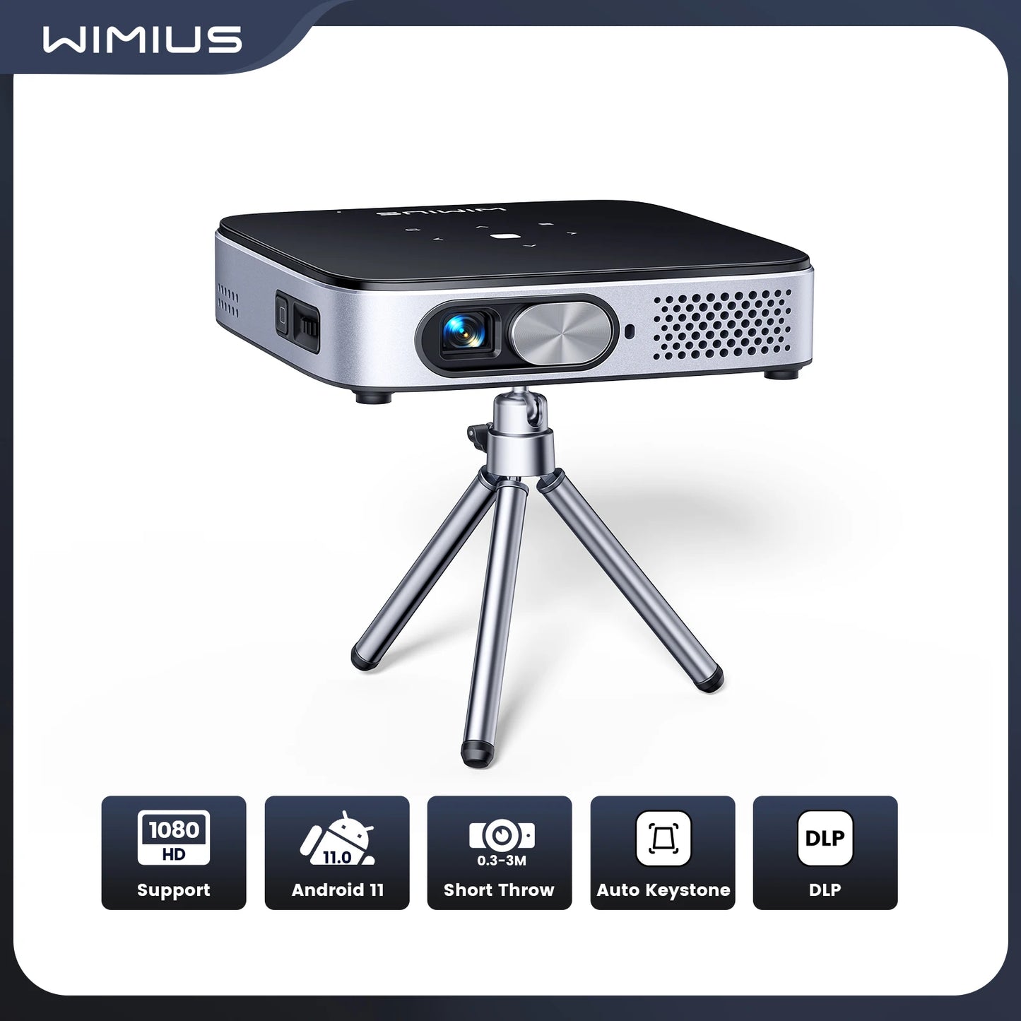 WiMiUS Mini Projector Android 11.0 DLP