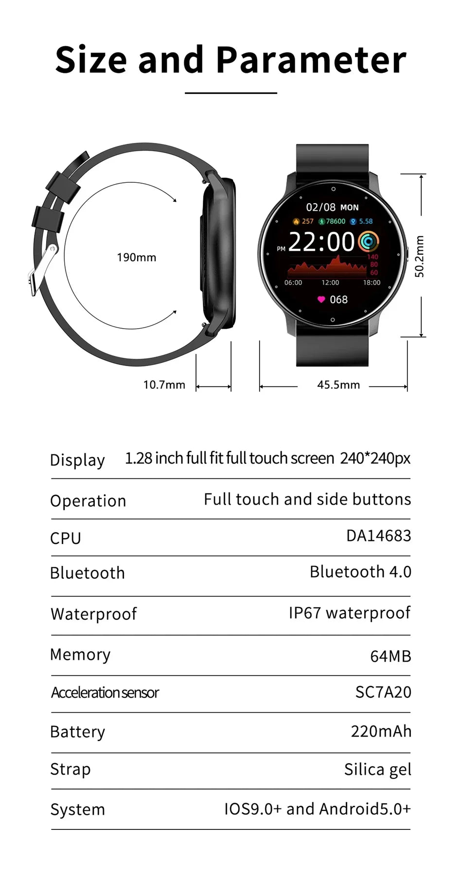 Smart Watch Full Touch Screen Sport Fitness