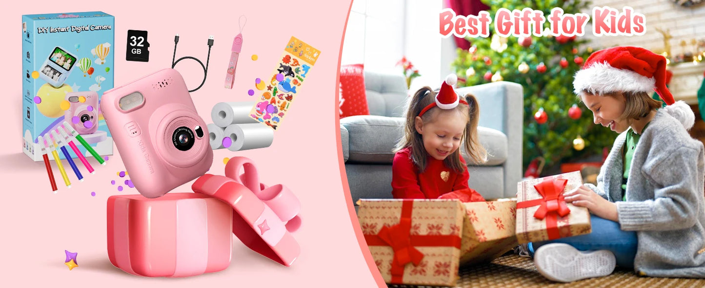 Instant Print Camera for Kids, 3.0 32MP HD 1080P Digital