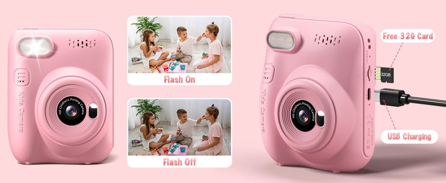 Instant Print Camera for Kids, 3.0 32MP HD 1080P Digital