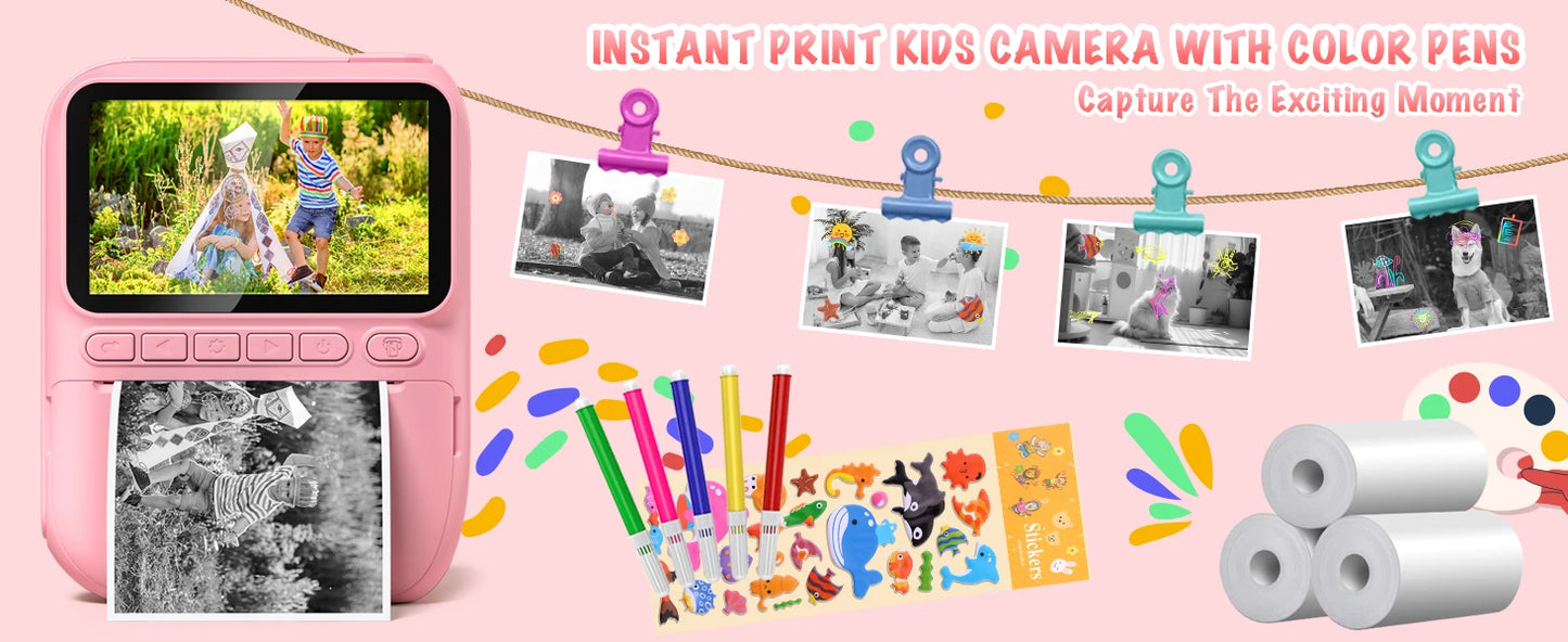 Instant Print Camera for Kids, 3.0 32MP HD 1080P Digital