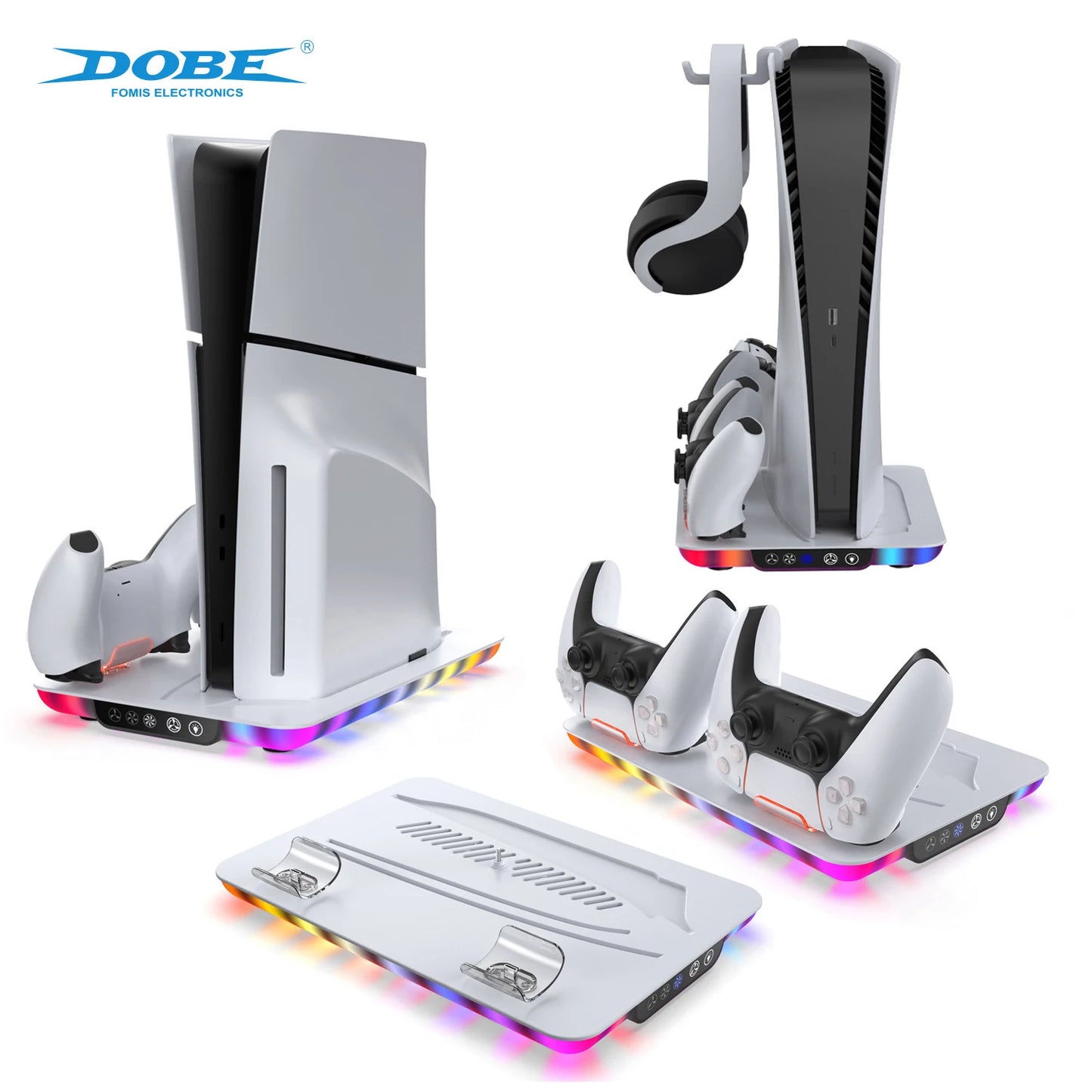 Stand With 3 Level Cooling Station & RGB LED With Controller Charger Playstation