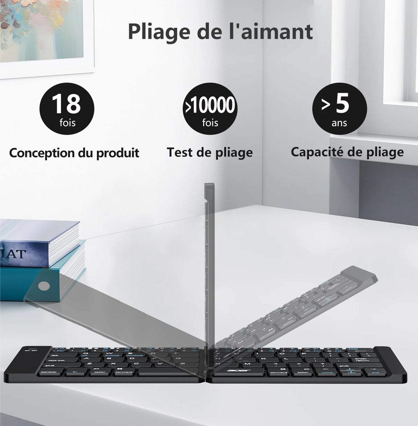 Mini Foldable Wireless Keyboard Ultra Slim Portable Bluetooth