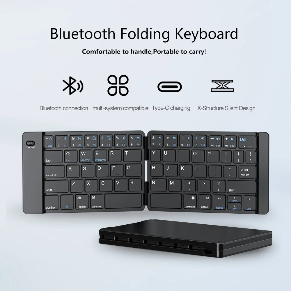 Mini Foldable Wireless Keyboard Ultra Slim Portable Bluetooth