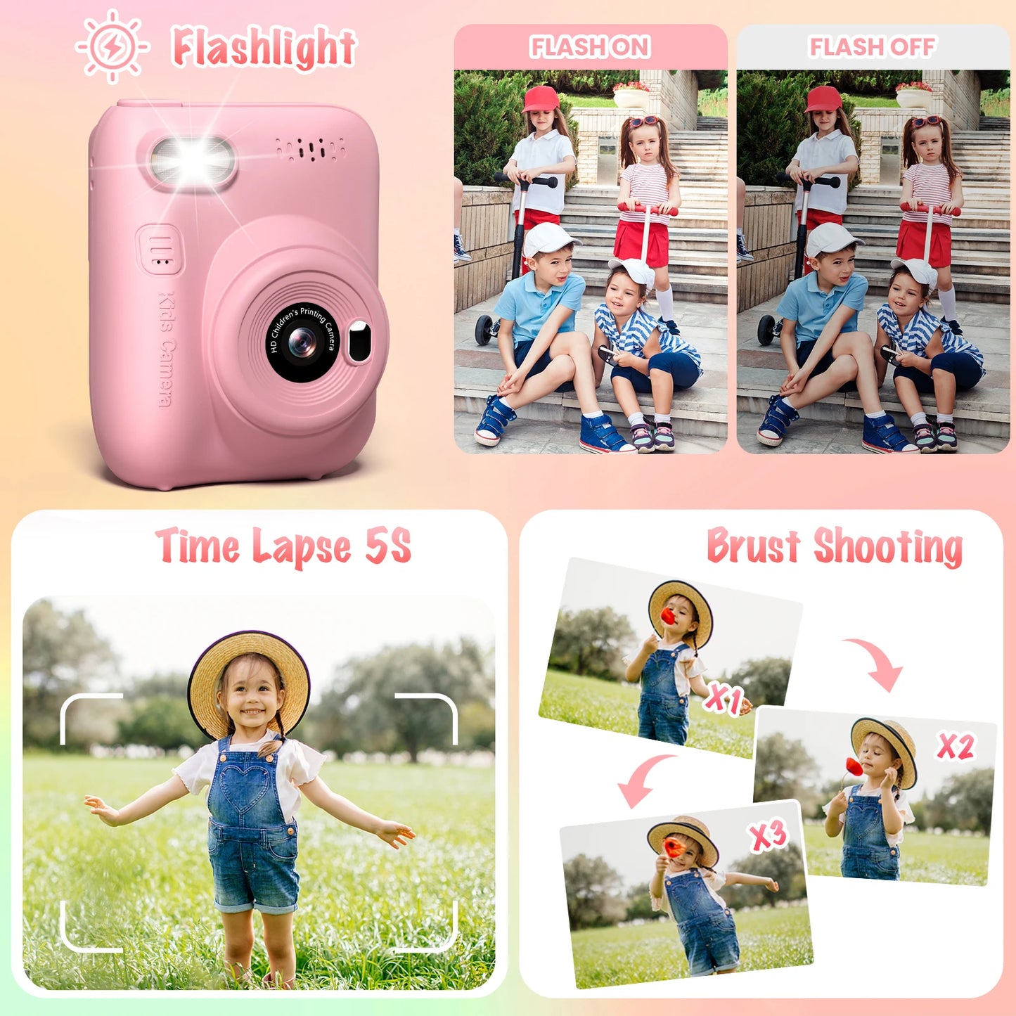 Instant Print Camera for Kids, 3.0 32MP HD 1080P Digital