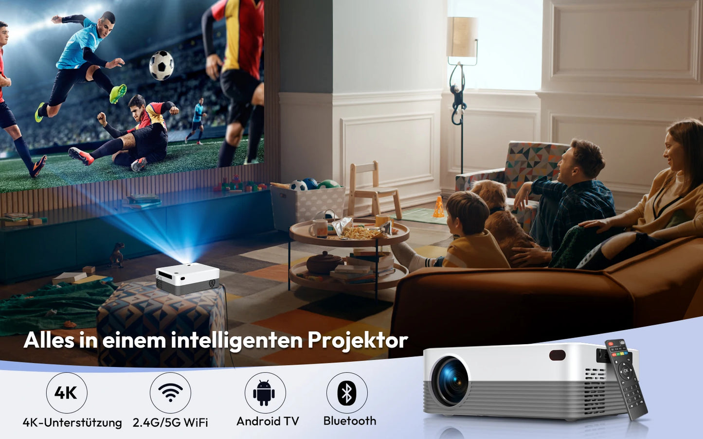 Projector Full HD 2.4G 5G WiFi