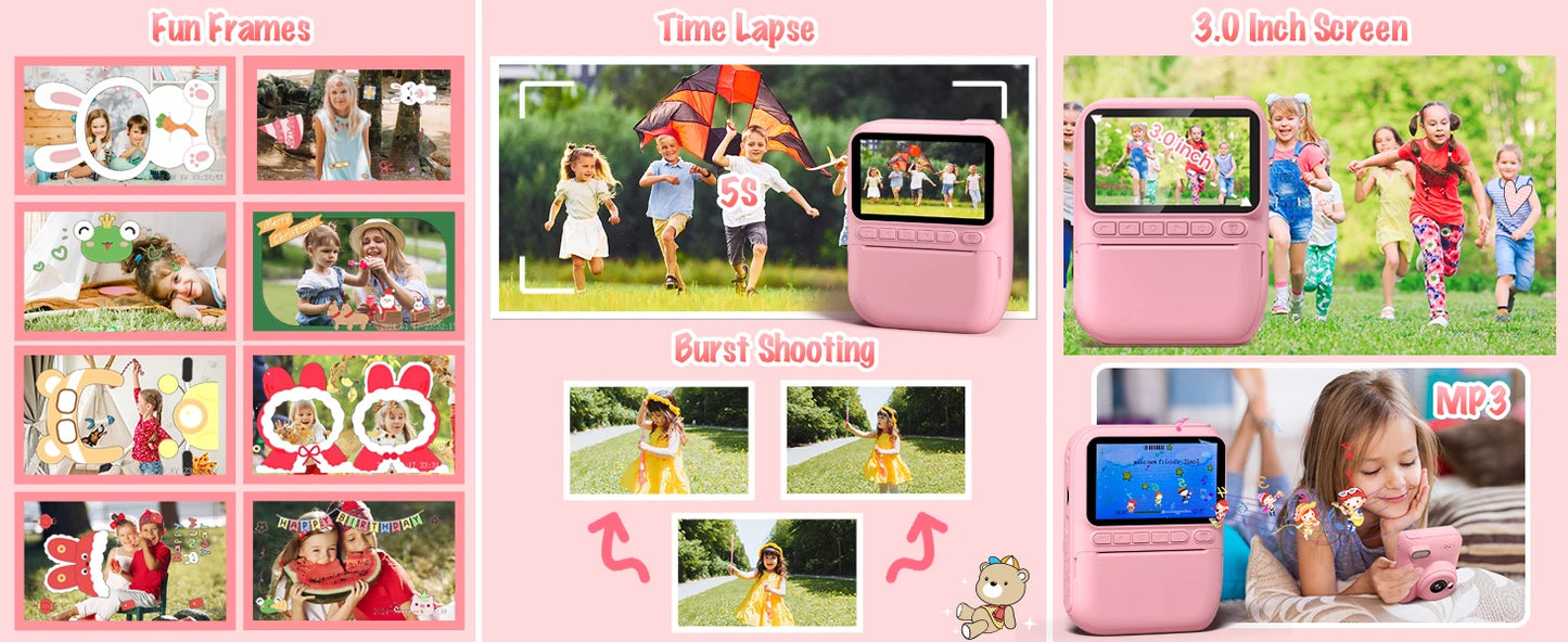 Instant Print Camera for Kids, 3.0 32MP HD 1080P Digital