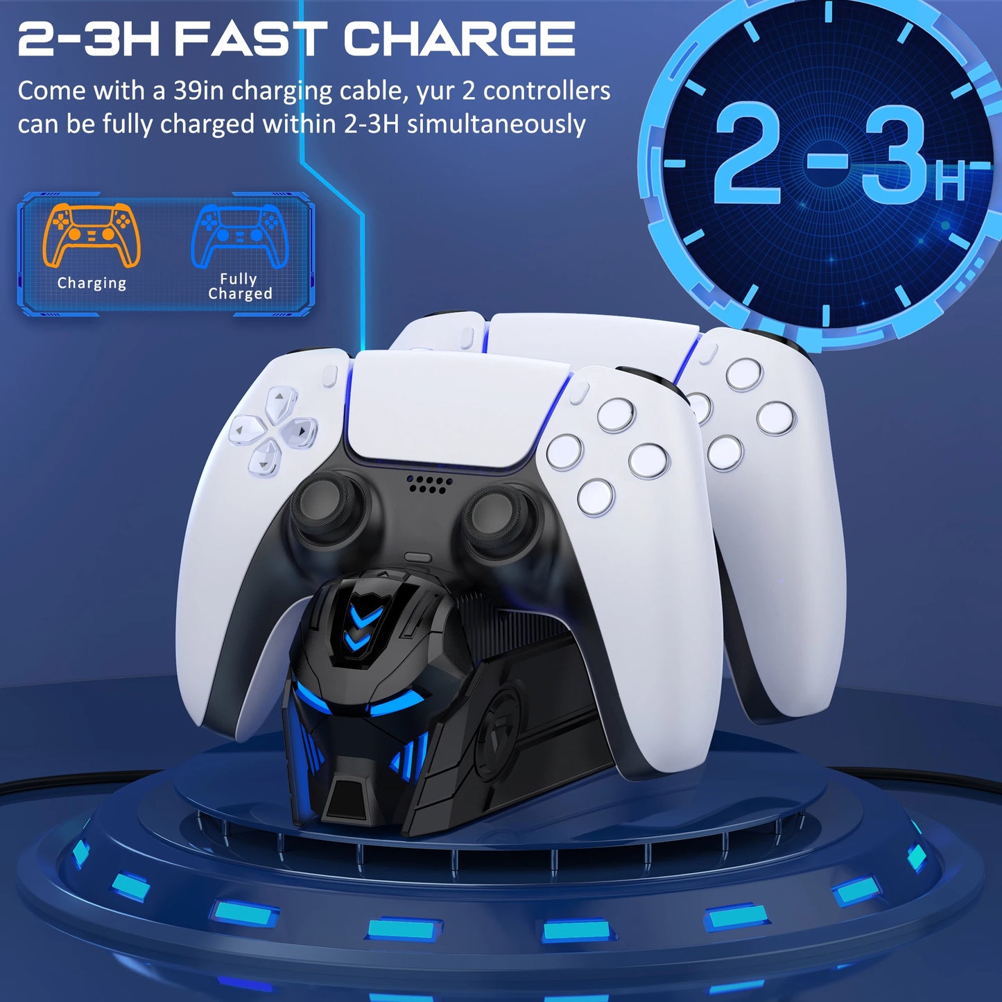 Dual Fast Charger for PS5 Wireless Controller Stand for Sony PlayStation 5