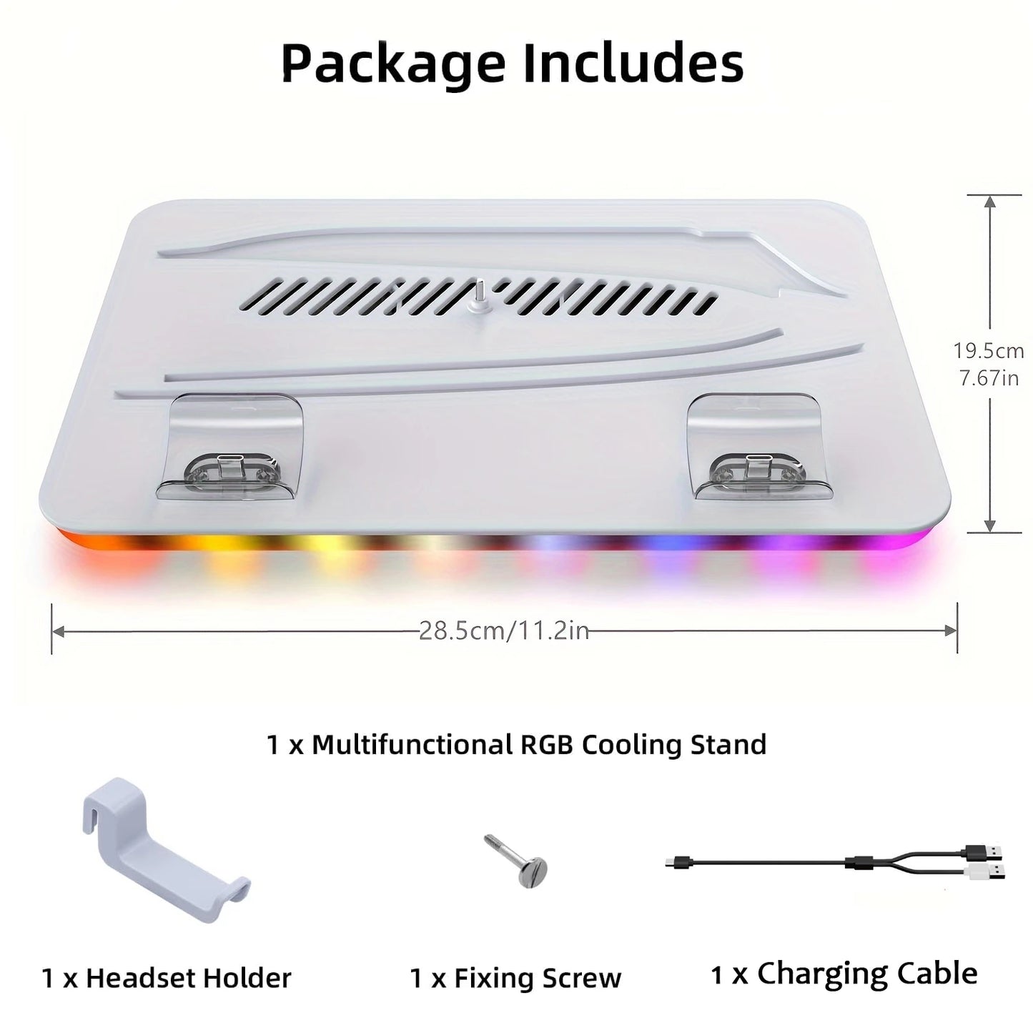 Stand With 3 Level Cooling Station & RGB LED With Controller Charger Playstation