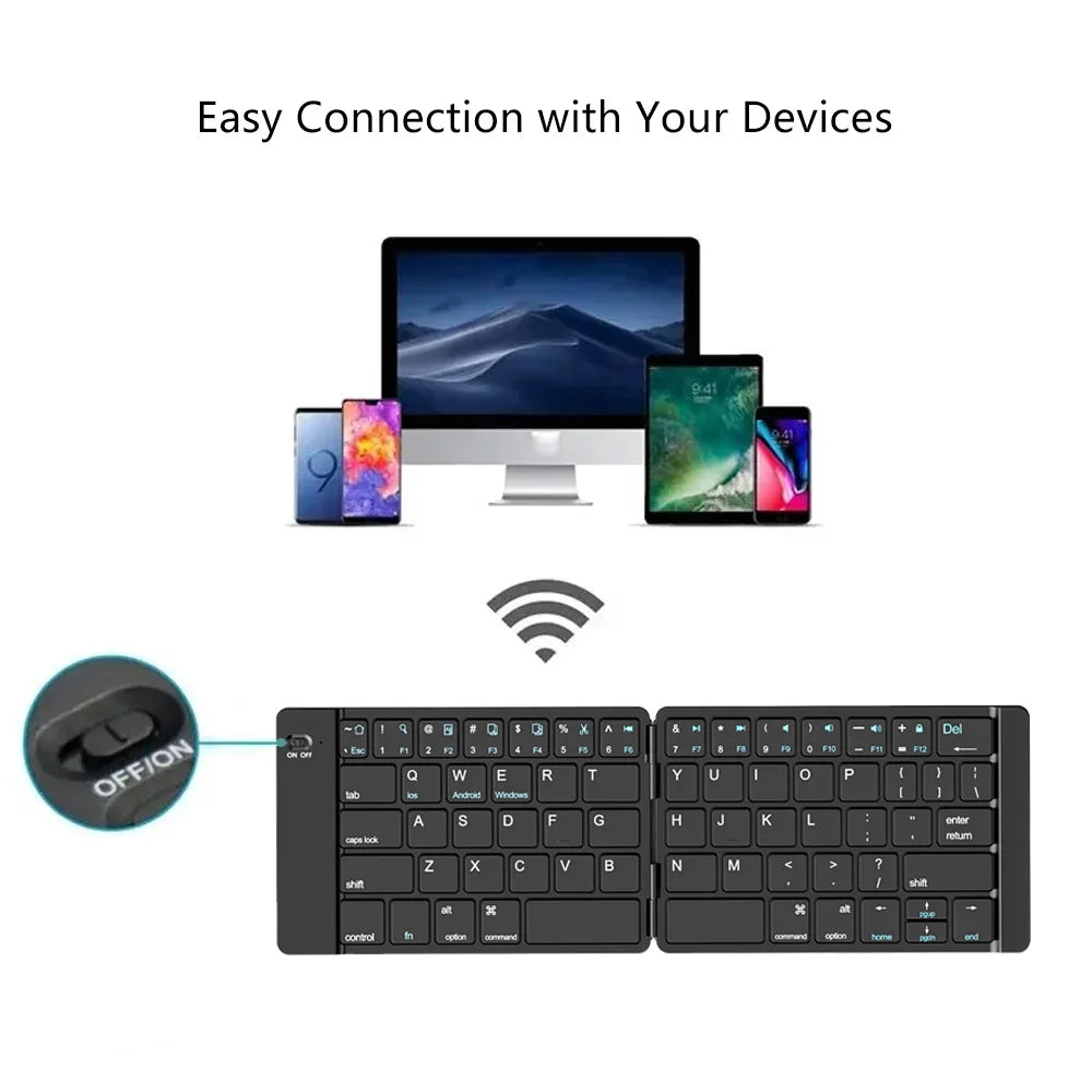 Mini Foldable Wireless Keyboard Ultra Slim Portable Bluetooth