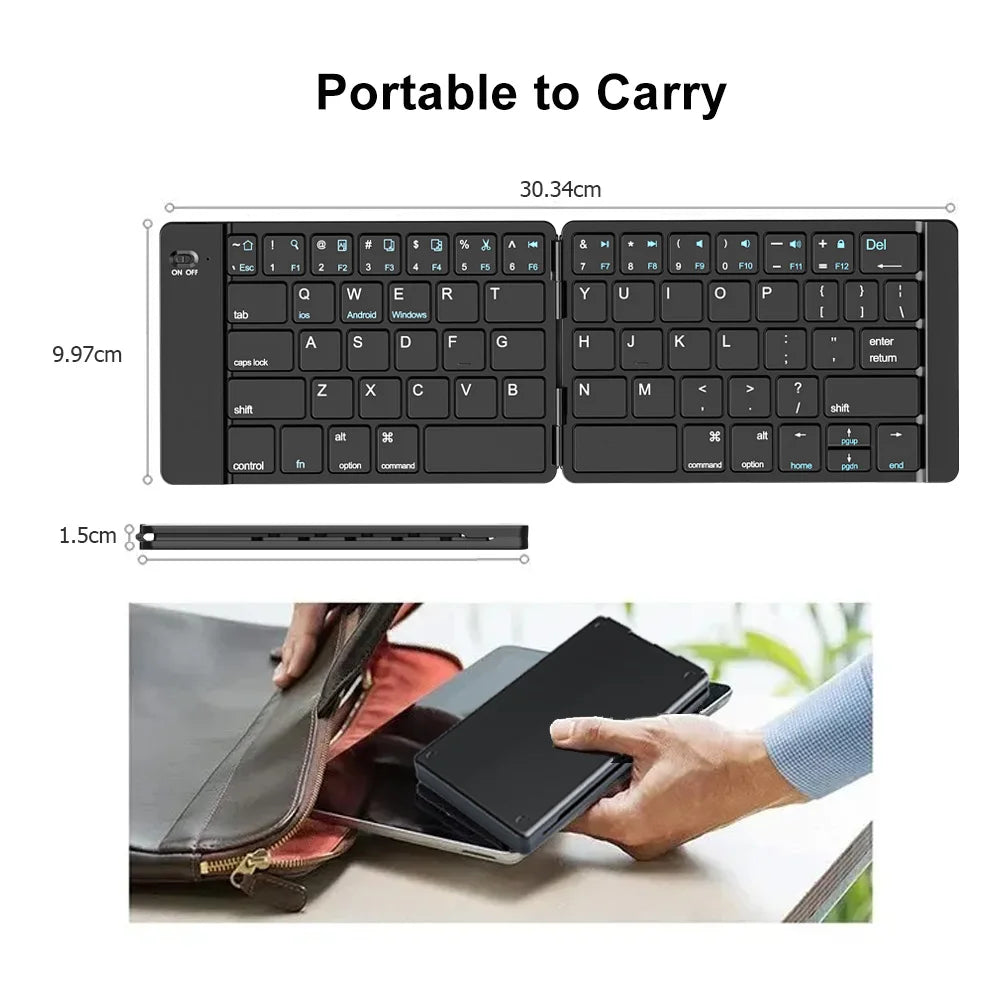 Mini Foldable Wireless Keyboard Ultra Slim Portable Bluetooth