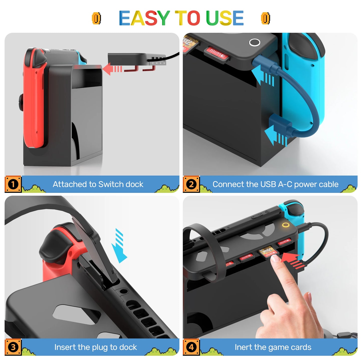 OLED Game Card Reader with Wireless Remote Control Fast One-button Switching Gaming Accessory