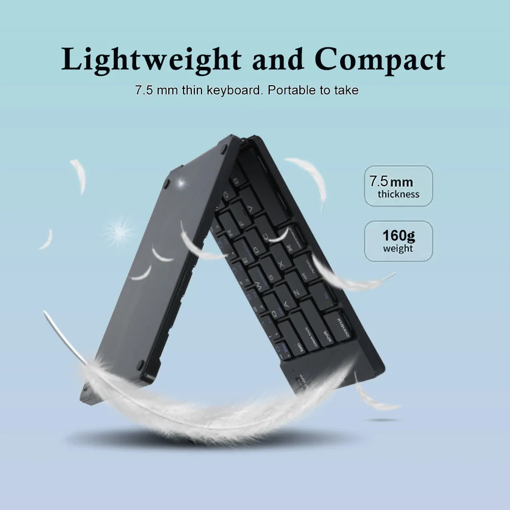 Mini Foldable Wireless Keyboard Ultra Slim Portable Bluetooth