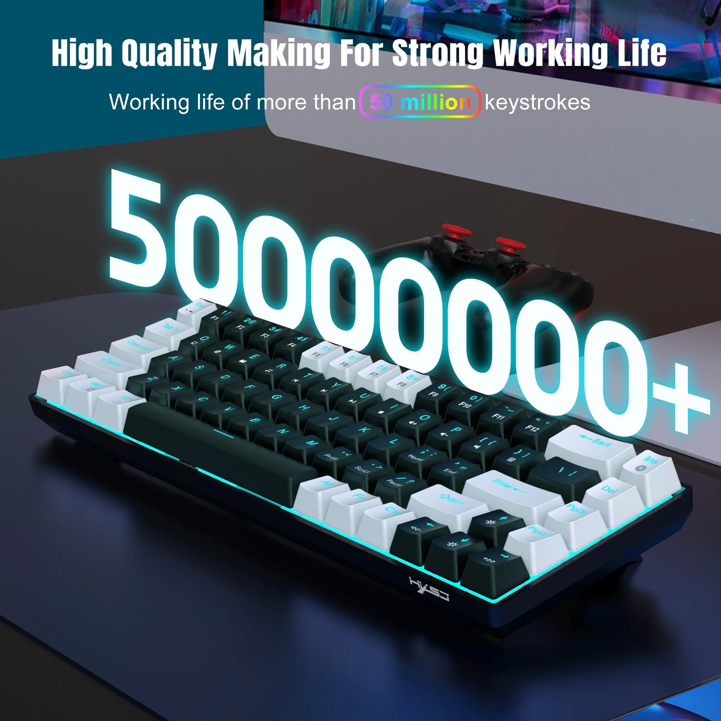 Mechanical Keyboard Ergonomics RGB Backlit LED 68Keys