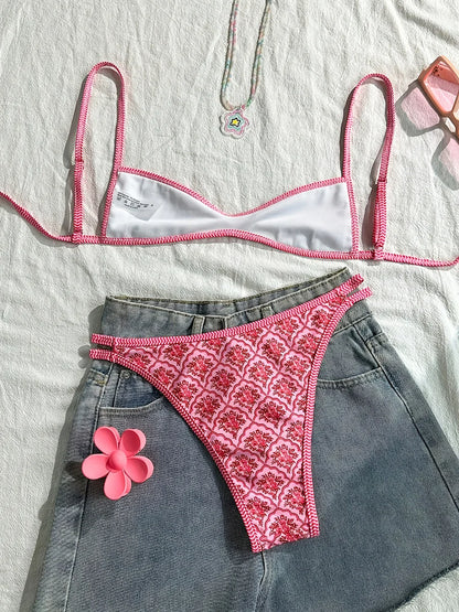 Bikini de dos piezas con estampado floral