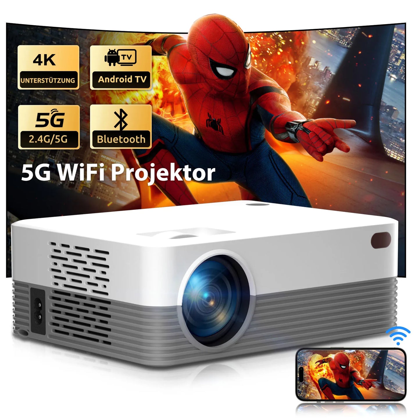 Projector Full HD 2.4G 5G WiFi